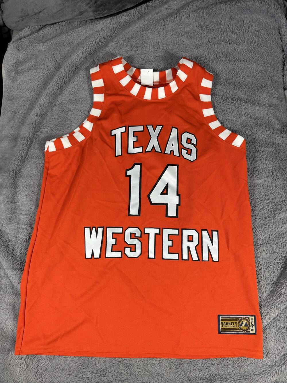 Texas Western Basketball Jersey Mens XL Orange NCAA Majestic Varsity 14